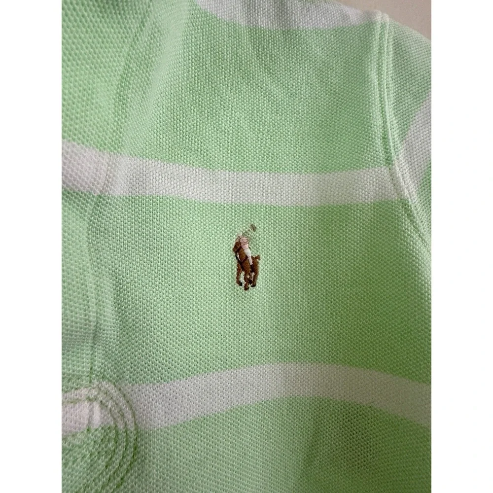 Ralph Lauren Polo Shirt Dress Girls Size 7 Mint Green White Stripe Preppy Pony